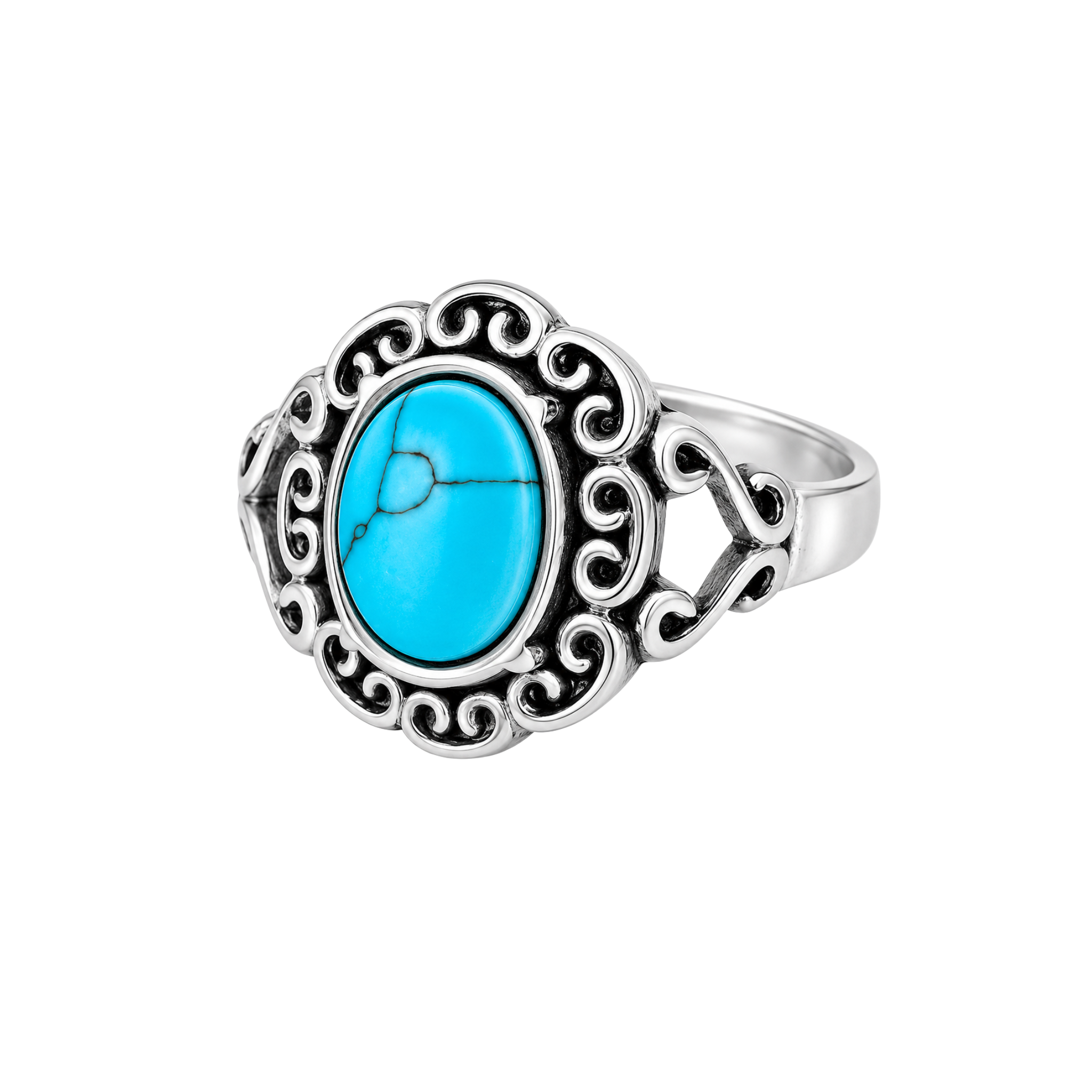 Stainless Steel Turquoise Antique Ring