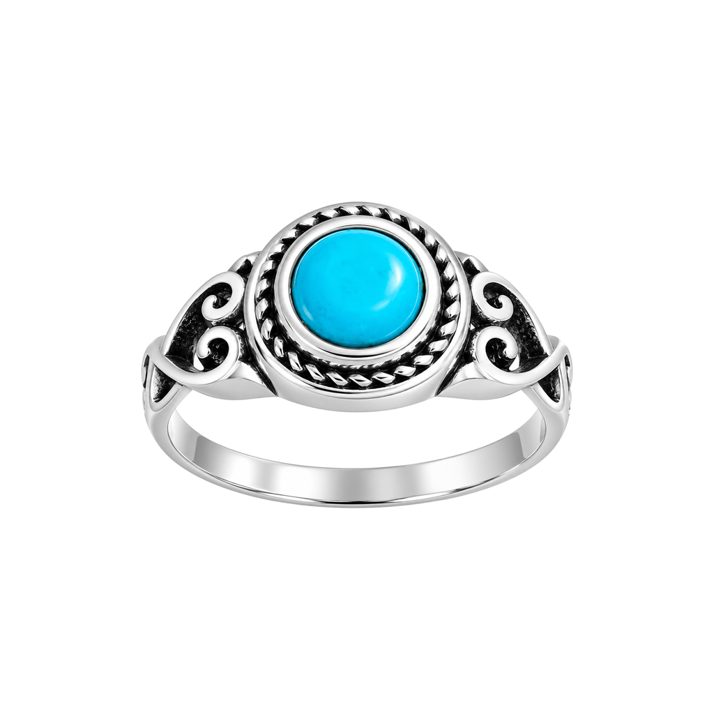 Vintage Stainless Steel Turquoise Antique Ring