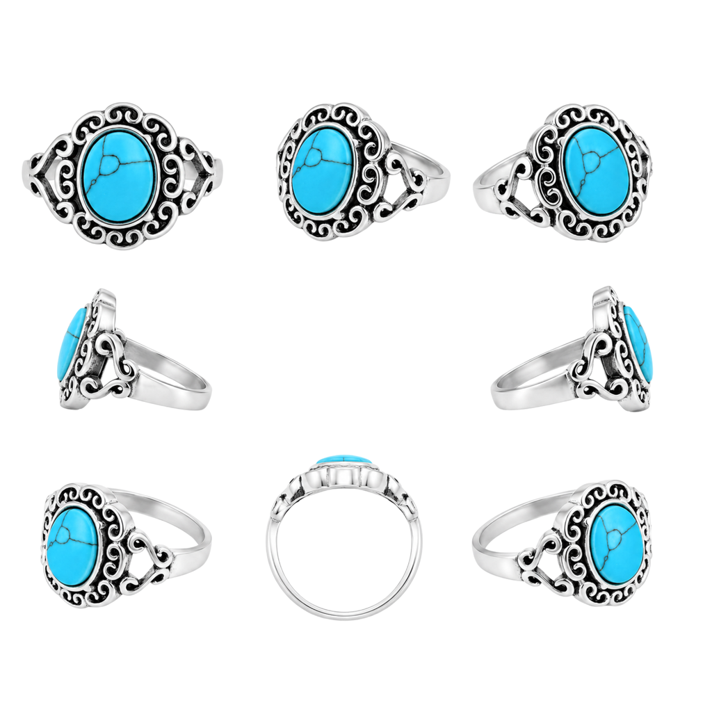 Stainless Steel Turquoise Antique Ring