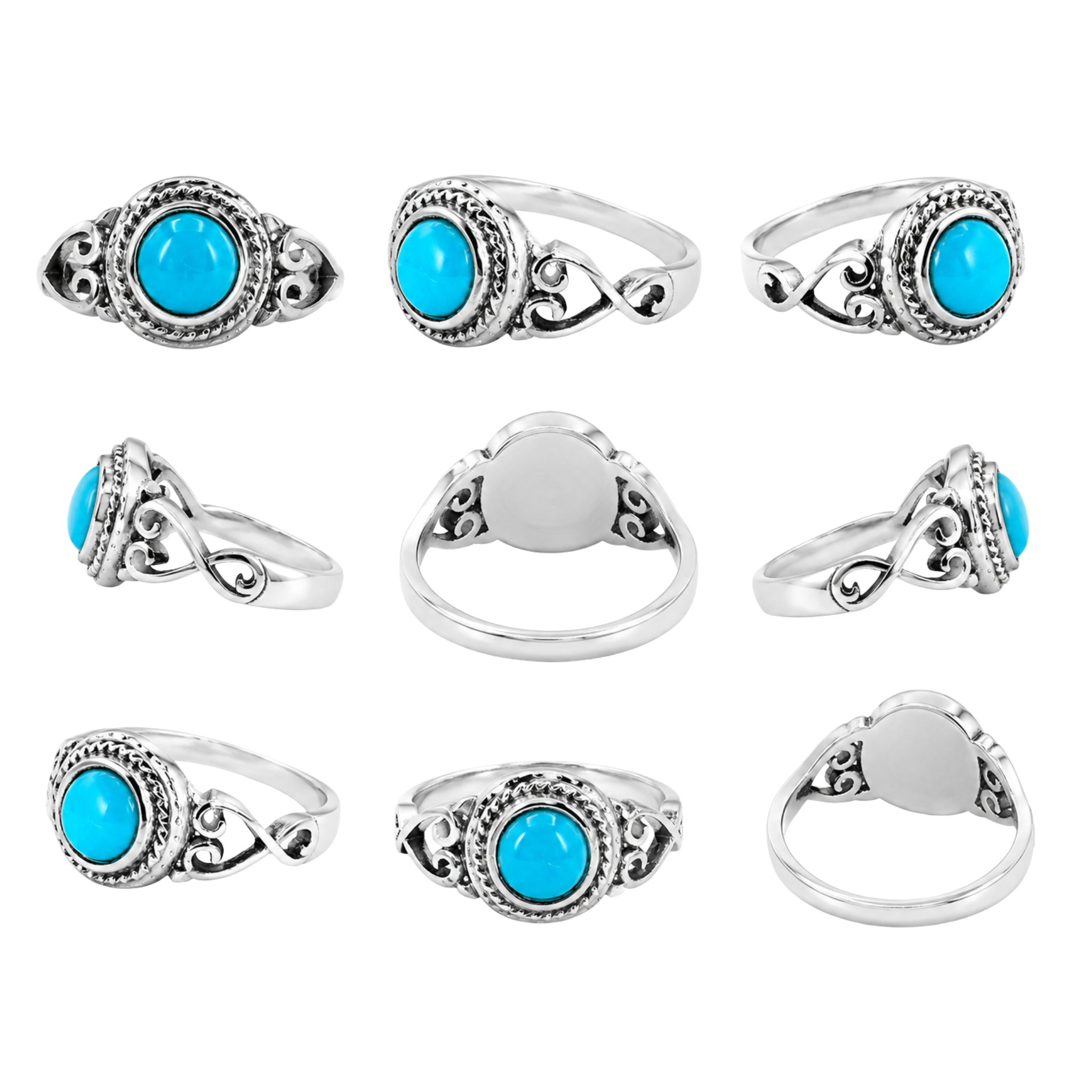 Vintage Stainless Steel Turquoise Antique Ring