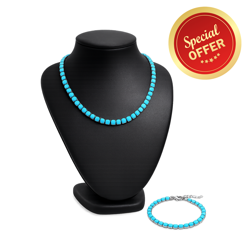 Stainless Steel Turquoise Rhinestone Tennis Chain Bracelet for Women
