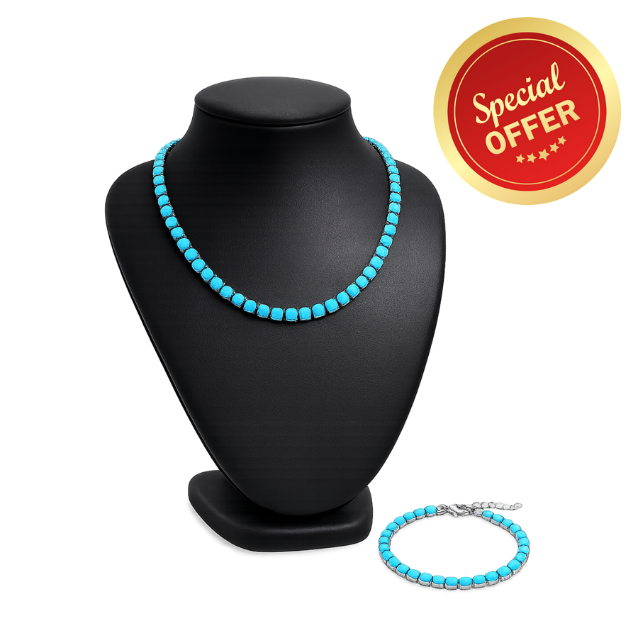 Stainless Steel Turquoise Rhinestone Tennis Chain Bracelet for Women – Necklace by Sloop Jewelry