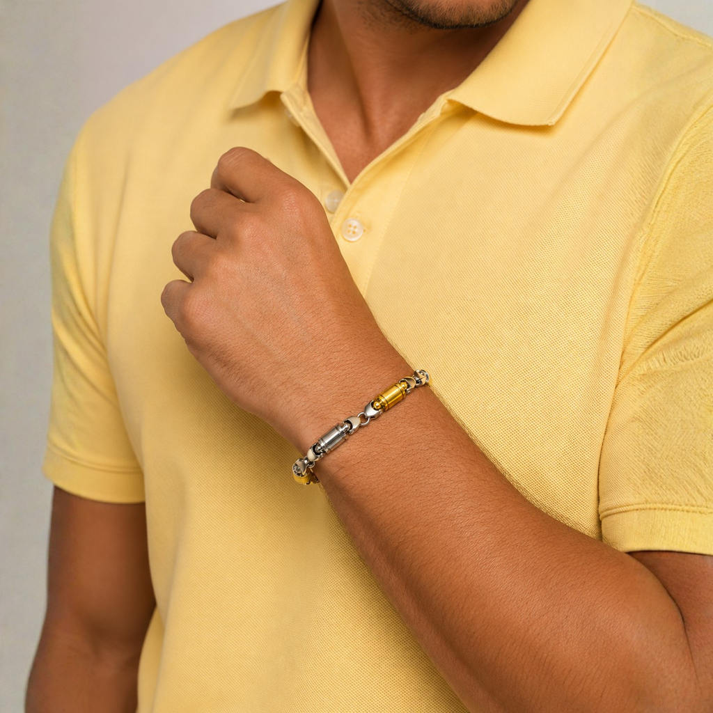 Titan Gear Bracelet – Affordable Two-Tone Stainless Steel Bracelet for Men