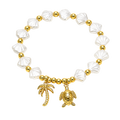 Tropical Pearl Bracelet – Gold Shell Charm & Freshwater Pearl Beaded Bracelet for Women