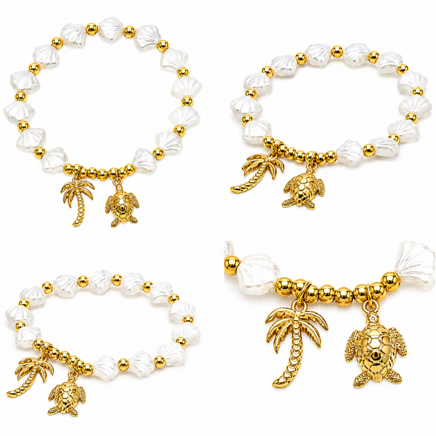 Tropical Pearl Bracelet – Gold Shell Charm & Freshwater Pearl Beaded… – alternate view 2 | Sloop Jewelry – alternate view