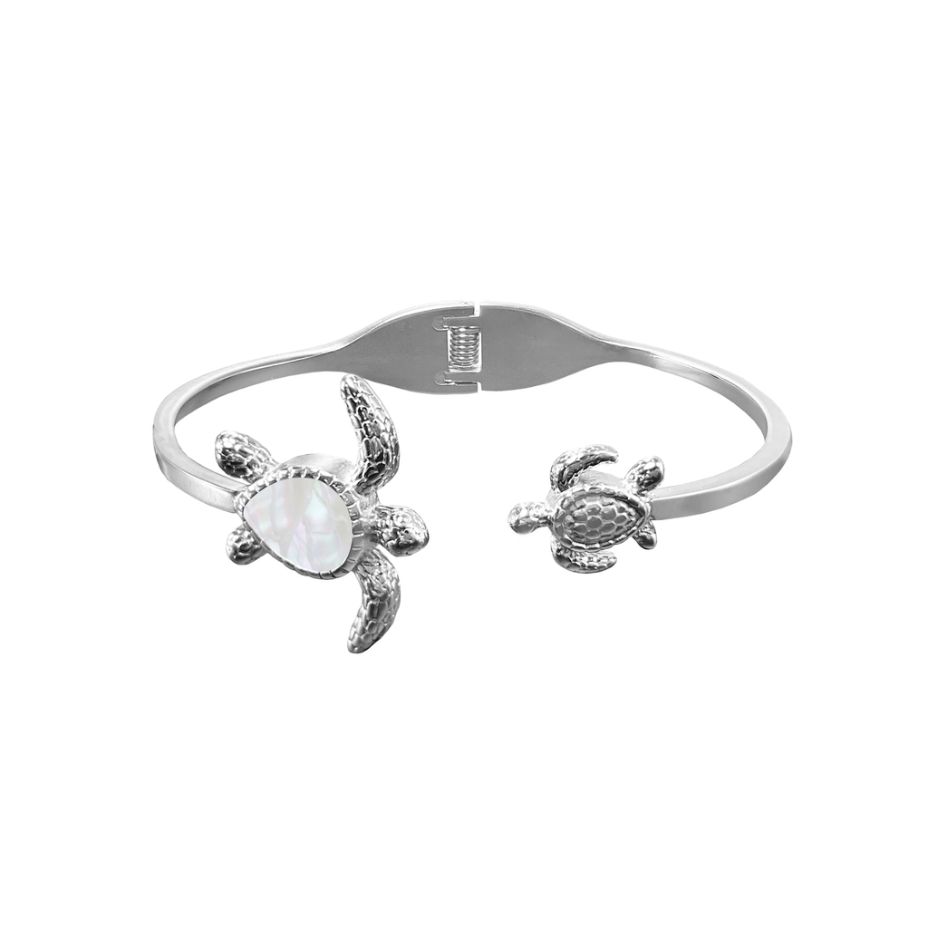 Opal Turtle Bangle | Non-Tarnish Stainless Steel Sea Turtle Bracelet