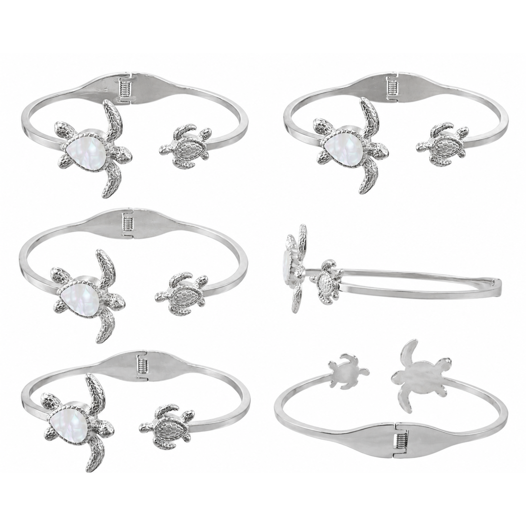 Opal Turtle Bangle | Non-Tarnish Stainless Steel Sea Turtle Bracelet