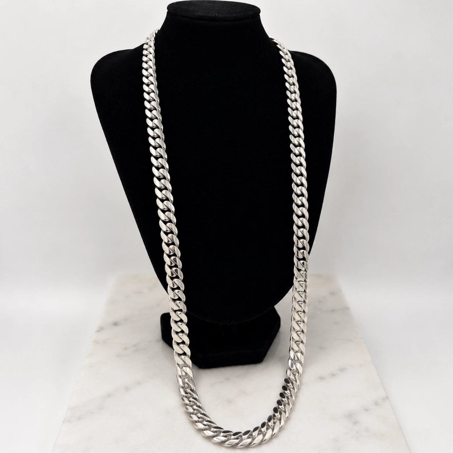 Handmade 950 Sterling Silver 9mm Cuban Link Chain 100g Custom Engravable Clasp